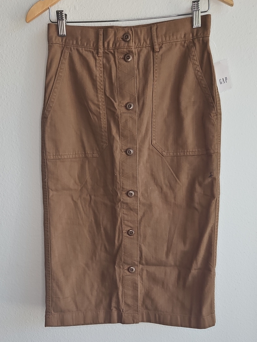 GAP Women's Brown Khakis Button-Front Pencil Skirt Size 2